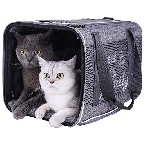 petisfam Top Load Cat Carrier with Privacy Zippered Flaps for Large, Medium Cats, 2 Kitties and Sensitive Cats