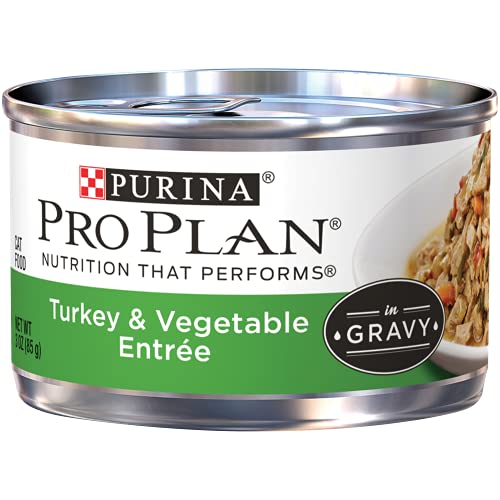 Purina Pro Plan Gravy Wet Cat Food, Turkey & Vegetable Entree - (24) 3 oz. Pull-Top Cans