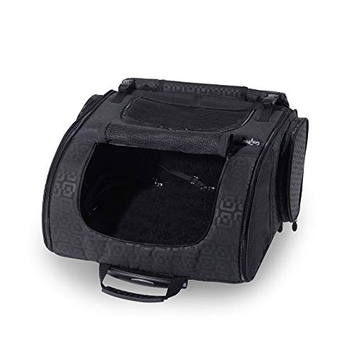 Gen7Pets Convertible Roller Pet Backpack Carrier for Dogs and Cats, Black Geometric, Medium