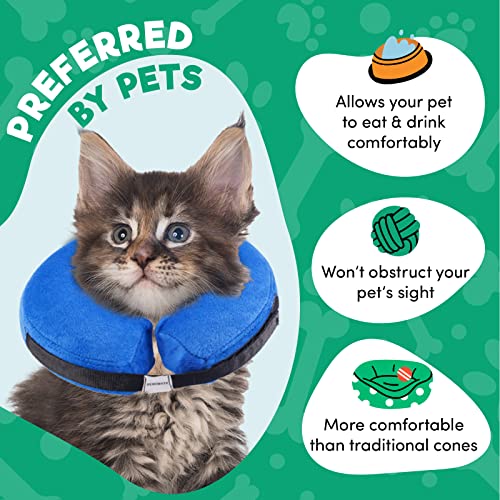 BENCMATE Protective Inflatable Collar for Dogs and Cats - Soft Pet Recovery Collar Does Not Block Vision E-Collar (X-Small, Blue)