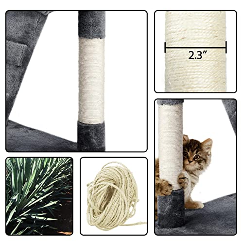 YAHEETECH Cat Tree Tower Kitten Condo Scratching Post with Hammock Tunnel 51in