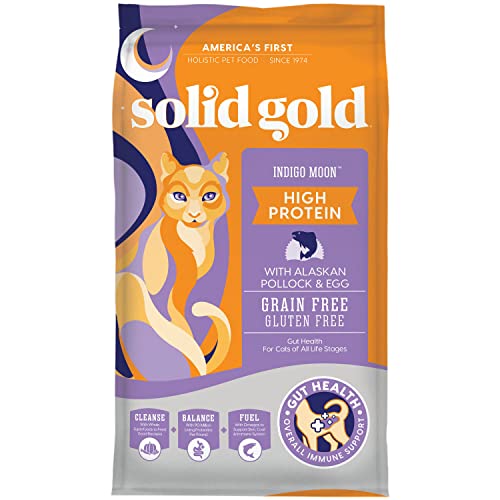 Solid Gold - Indigo Moon with Real Alaskan Pollock & Eggs - High Protein - Grain-Free - Holistic Dry Cat Food for All Life Stages - 3 Lbs