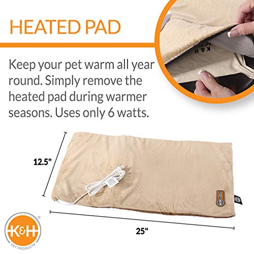 K&H Pet Products Thermo-Kitty Mat Heated Pet Bed Mocha 12.5 X 25 Inches