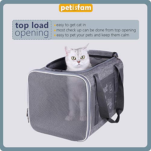 petisfam Top Load Cat Carrier with Privacy Zippered Flaps for Large, Medium Cats, 2 Kitties and Sensitive Cats