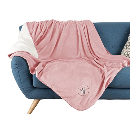 Waterproof Pet Blanket-50x 60 Soft Plush Throw Protects Couch, Chairs, Car, Bed from Spills, Stains, or Pet Fur-Machine Washable by Petmaker (Pink)