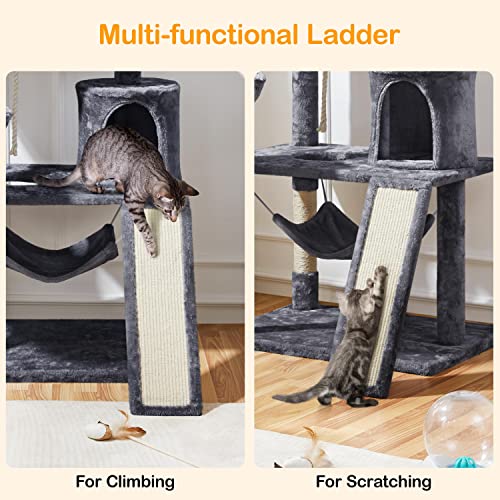 YAHEETECH 61.5in Multi-Level Cat Tree Tower Condo with Scratching Posts, Removable Platform & Hammock, Cat Activity Center Play Furniture for Kittens, Cats, and Pets