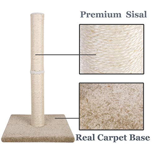 Dimaka 29" Tall Cat Scratching Post, Claw Scratching Sisal Post with Carpet Base, for Kittens and Cats?Vertical Scratch [Full Strectch] (Beige/Yellow)