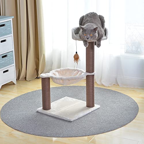 Catry, Cat Tree Hammock Bed with Natural Paper Rope Scratching Posts and Teasing Feather for Kitten (Version 2)