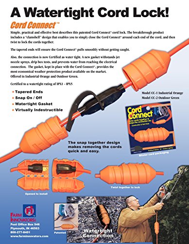 FARM INNOVATORS INC Farm Innovators Model CC-2 Connect Water-Tight Cord Lock-Green