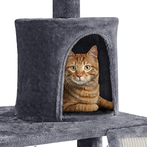 YAHEETECH 61.5in Multi-Level Cat Tree Tower Condo with Scratching Posts, Removable Platform & Hammock, Cat Activity Center Play Furniture for Kittens, Cats, and Pets