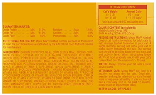 Meow Mix Hairball Control Dry Cat Food, 3.15 Lb (Pack Of 4)