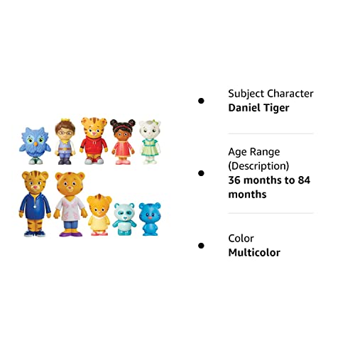 Daniel Tiger's Neighborhood Friends & Family Figure Set (10 Pack) Includes: Daniel, Friends, Dad & Mom Tiger, Tigey & Exclusive Figure Pandy
