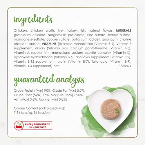 Purina Fancy Feast Grain Free, Natural Pate Wet Cat Food, Gourmet Naturals White Meat Chicken Recipe - (12) 3 oz. Cans