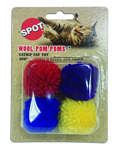 Ethical Wool Pom Poms with Catnip Cat Toy, 4-Pack