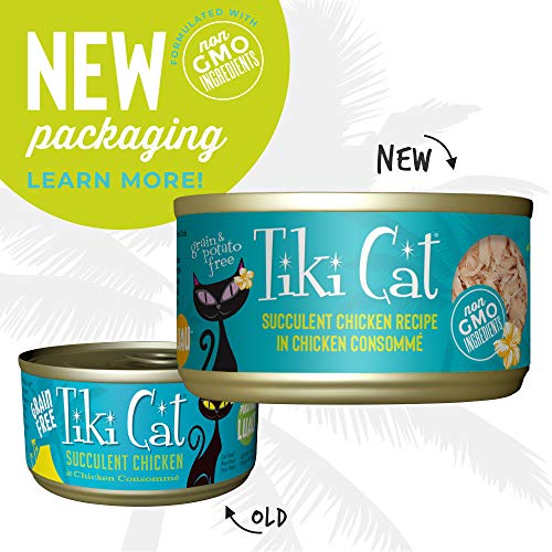 Tiki Cat Luau Grain-Free, Low-Carbohydrate Wet Food with Poultry or Fish in Consomme for Adult Cats & Kittens, 2.8oz, 12pk, Chicken