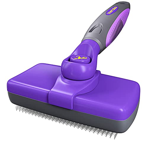 Hertzko Self Cleaning Slicker Brush  Gently Removes Loose Undercoat, Mats and Tangled Hair  Your Dog or Cat Will Love Being Brushed with The Grooming Brush