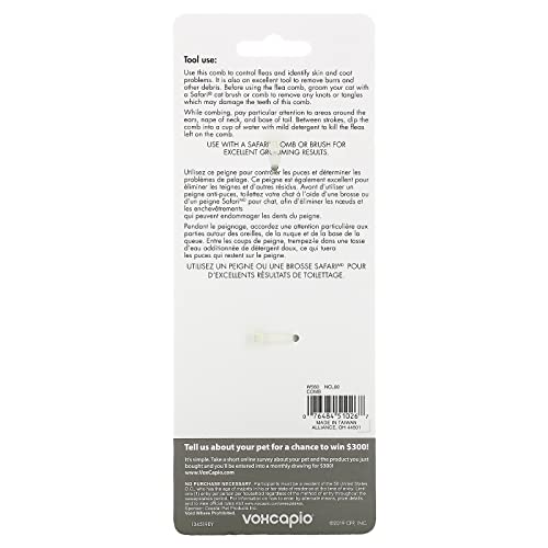 Safari Pet Products Flea Comb for Cats, Flea and Tick Prevention for Cats, Cat Flea Treatment, Flea Prevention