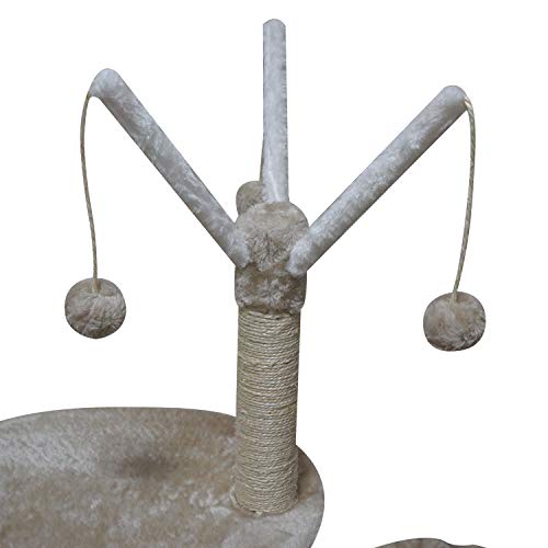 MIAO PAW 7BCat Tree Tower Condo Sisal Post Scratching Furniture Activity Center Play House Cat Bed Beige