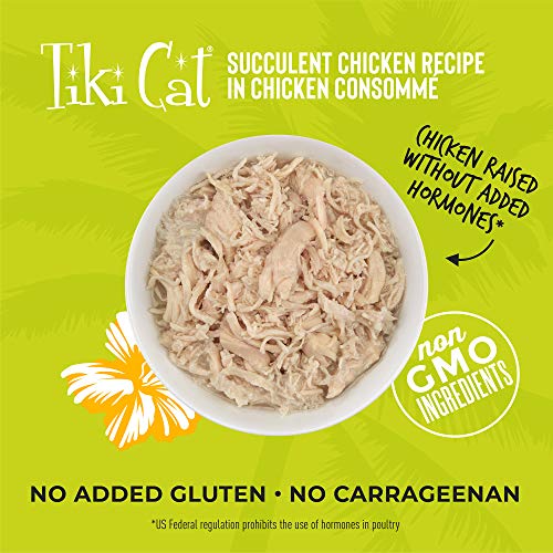 Tiki Cat Luau Grain-Free, Low-Carbohydrate Wet Food with Poultry or Fish in Consomme for Adult Cats & Kittens, 2.8oz, 12pk, Chicken