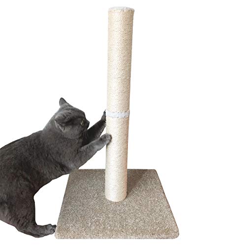 Dimaka 29" Tall Cat Scratching Post, Claw Scratching Sisal Post with Carpet Base, for Kittens and Cats?Vertical Scratch [Full Strectch] (Beige/Yellow)