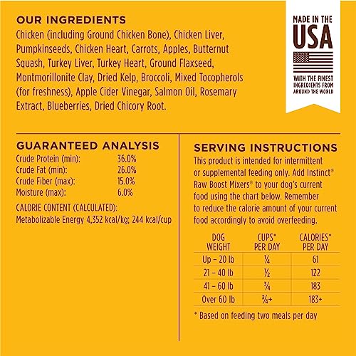 Instinct Freeze Dried Raw Boost Mixers Grain Free Cage Free Chicken Recipe All Natural Dog Food Topper by Nature's Variety, 14 oz. Bag