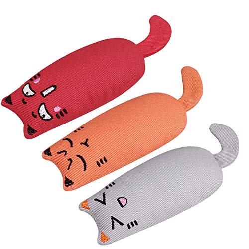 Bojafa 3 Pack Catnip Toys for Indoor Cats Playing Chewing Teeth Cleaning Toys - Creative Pillow Scratch Pet Cat nip Kitty Toys