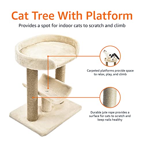AmazonBasics Top Platform Cat Tree - 18 x 14 x 22 Inches, Beige