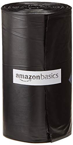 AmazonBasics Unscented Standard Dog Poop Bags with Dispenser and Leash Clip, 13 x 9 Inches, Black - Pack of 600