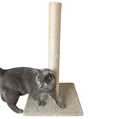 Dimaka 29" Tall Cat Scratching Post, Claw Scratching Sisal Post with Carpet Base, for Kittens and Cats?Vertical Scratch [Full Strectch] (Beige/Yellow)