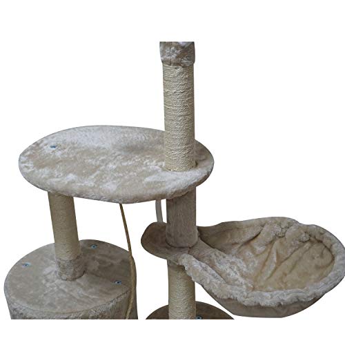 MIAO PAW 7BCat Tree Tower Condo Sisal Post Scratching Furniture Activity Center Play House Cat Bed Beige