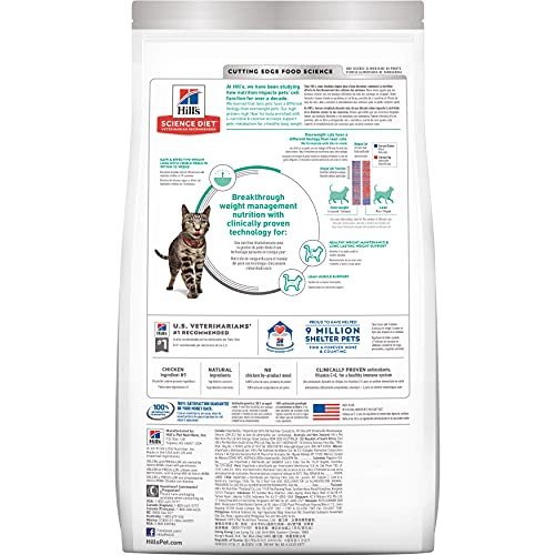 Hill's Science Diet Dry Cat Food, Adult, Perfect Weight for Healthy Weight & Weight Management, Chicken Recipe, 7 lb Bag
