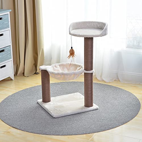 Catry, Cat Tree Hammock Bed with Natural Paper Rope Scratching Posts and Teasing Feather for Kitten (Version 2)