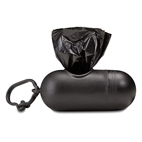 AmazonBasics Unscented Standard Dog Poop Bags with Dispenser and Leash Clip, 13 x 9 Inches, Black - Pack of 600