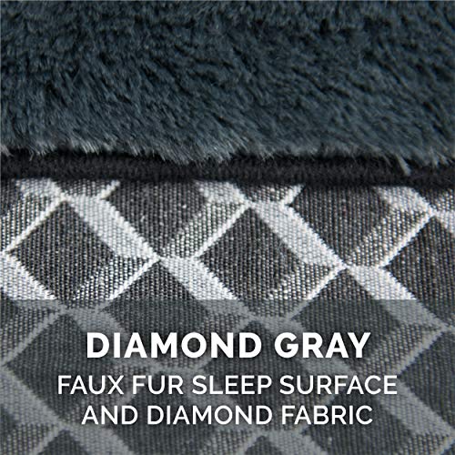 Furhaven Pet Dog Bed | Orthopedic Plush Faux Fur & Décor Comfy Couch Traditional Sofa-Style Living Room Couch Pet Bed w/ Removable Cover for Dogs & Cats, Diamond Gray, Jumbo