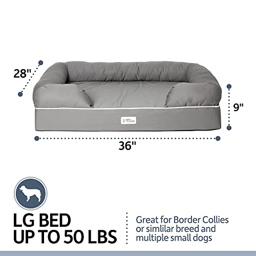 PetFusion Ultimate Dog Bed, Orthopedic Memory Foam, Multiple Sizes/Colors, Medium Firmness Pillow, Waterproof Liner, YKK Zippers, Breathable 35% Cotton Cover, Cert. Skin Safe, 3yr Warranty