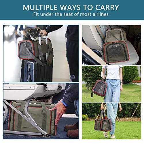 Petsfit Airplane Cabin Travel Expandable Pet Carrier for Dog and Cat Under 15 Pounds, 18" x 11" x 11"