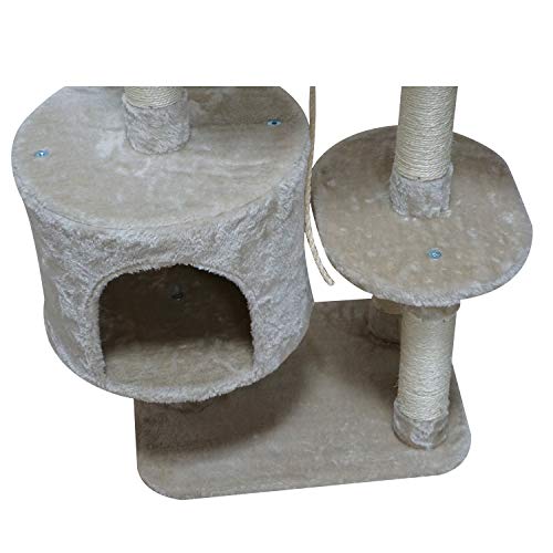 MIAO PAW 7BCat Tree Tower Condo Sisal Post Scratching Furniture Activity Center Play House Cat Bed Beige