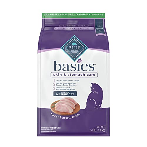 Blue Buffalo Basics Limited Ingredient Diet Grain Free, Natural Indoor Mature Dry Cat Food, Turkey & Potato 5-lb
