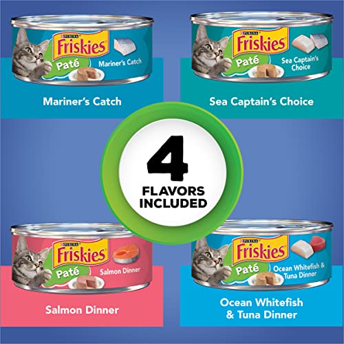 Friskies Wet Cat Food Variety Pack, Seafood Pate Favorites, (32) 5.5 Oz Cans