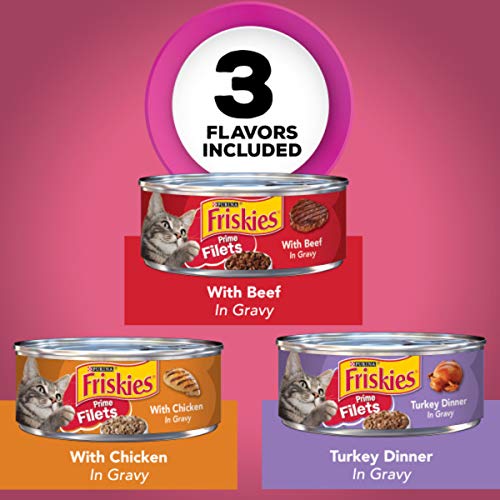 Friskies Wet Cat Food Variety Pack, Prime Filets Meaty Favorites, (24) 5.5 Oz Cans