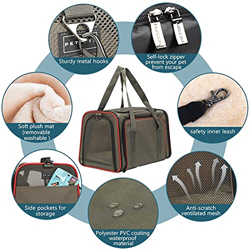 Petsfit Airplane Cabin Travel Expandable Pet Carrier for Dog and Cat Under 15 Pounds, 18" x 11" x 11"