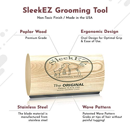 SleekEZ Original Deshedding Grooming Tool for Dogs, Cats & Horses - Undercoat Brush for Short & Long Hair - Painlessly Remove 95% of Loose, Matted & Tangled Hair - Easy to Clean - USA Made - (10 inch)