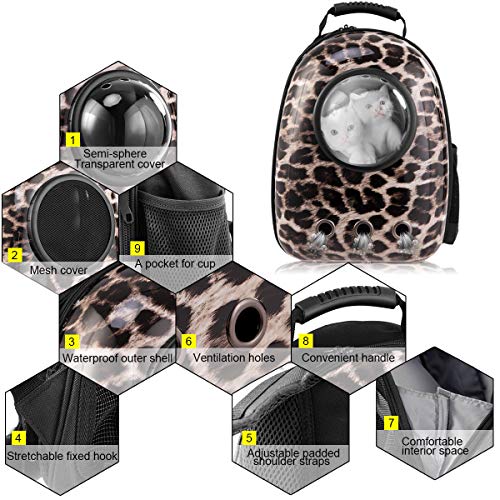 Giantex Astronaut Pet Cat Dog Puppy Carrier Travel Bag Space Capsule Backpack Breathable (Leopard)