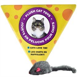 Pet Edge Zanies Cheese Wedge Display Box with 60 Furry Mice Toys for Cats  Mouse Measures 3 in Length Including Tail