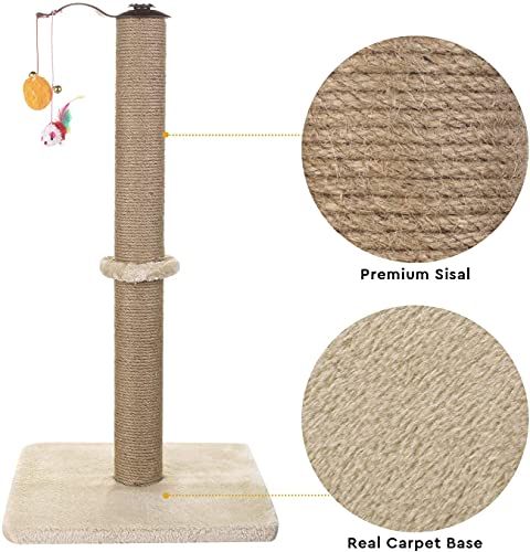 Akarden Cat Scratching Post, 360 Degree Roating Cat Claw Scratcher with Hanging Ball, Cat Furniture, Soft Smooth Plush, 26.3'' in Height
