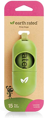 Earth Rated Dog Poop Bags Dispenser, Dog Poop Bag Holder Includes 1 Roll of 15 Lavender-scented Poop Bags