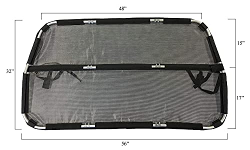 Bushwhacker - Deluxe Dog Barrier 56" Wide - Ideal for Trucks, Large SUVs, Full Sized Sedans - Pet Restraint Car Backseat Divider Vehicle Gate Cargo Area Travel Trunk Mesh Net Screen Barricade