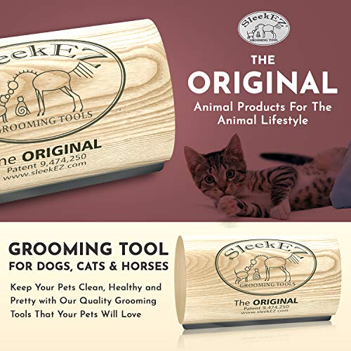 SleekEZ Original Deshedding Grooming Tool for Dogs, Cats & Horses - Undercoat Brush for Short & Long Hair - Painlessly Remove 95% of Loose, Matted & Tangled Hair - Easy to Clean - USA Made - (10 inch)