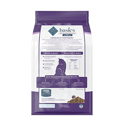 Blue Buffalo Basics Limited Ingredient Diet Grain Free, Natural Indoor Mature Dry Cat Food, Turkey & Potato 5-lb