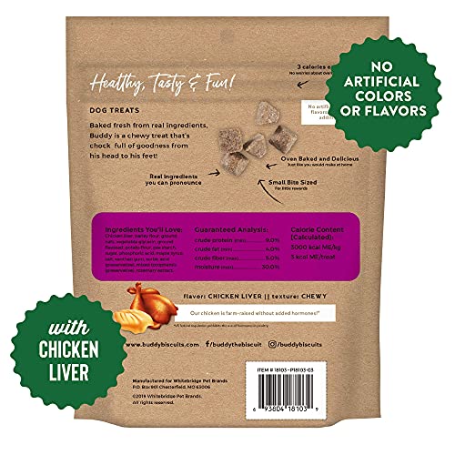 Buddy Trainers Dog & Puppy Training Treats for Small or Large Dogs, Made in USA, Natural Chicken Liver 7 oz